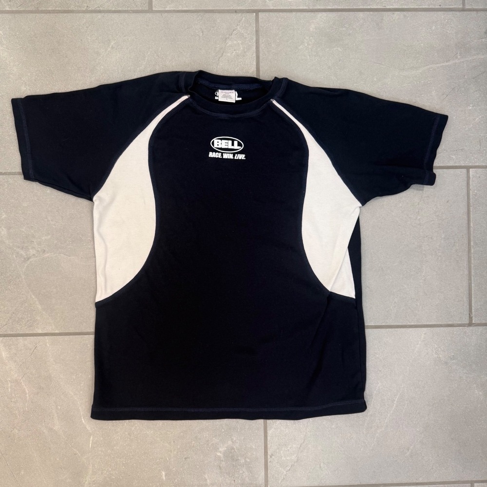 Bell Race Win Live Navy Blue White Racing T-Shirt Mens Large Anti Flame Cotton